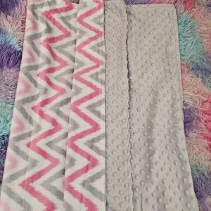 Pink,grey and white baby blanket